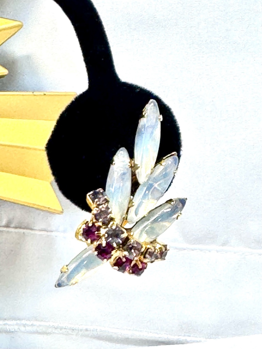 Vintage Opalescent and Pink Crystal Clip-On Earrings- exquisite!!